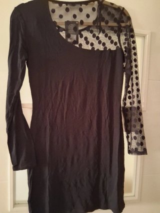 Vestido Negro Semitransparente Primark Talla M