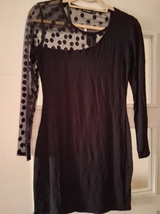 Vestido Negro Semitransparente Primark Talla M