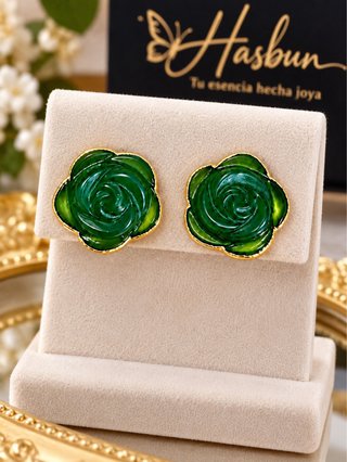 Pendientes Flor Aventurina Hasbun