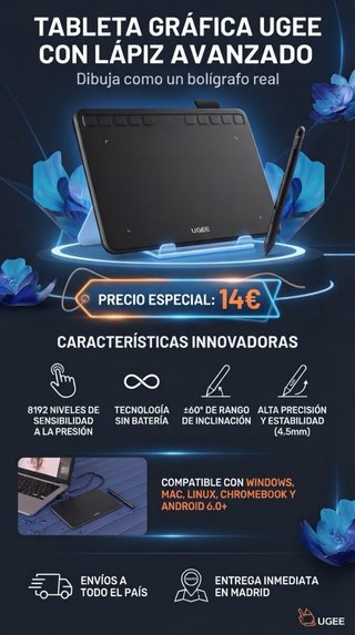 Tableta Gráfica UGEE con Lápiz