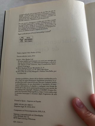Libro Cincuenta sombras de Grey