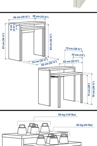 Escritorio IKEA extensible blanco 90cm