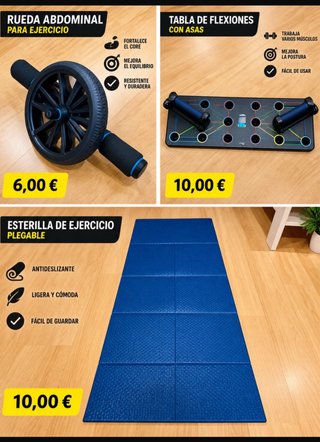 Accesorios de Gimnasio: Rueda, Tabla y Esterilla