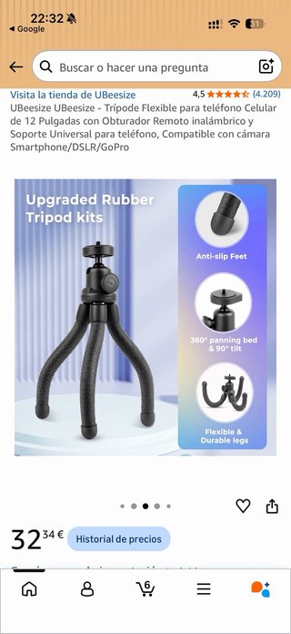 Trípode UBeesize + Mando Bluetooth