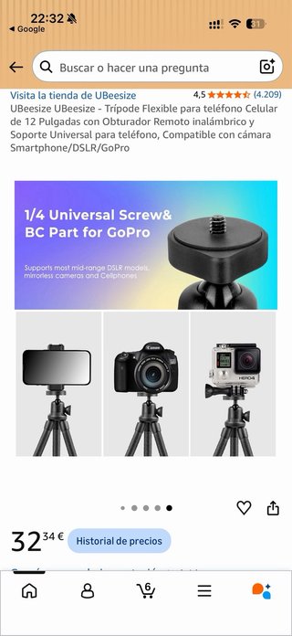 Trípode UBeesize + Mando Bluetooth