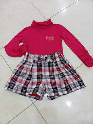 Completo Natale shorts scozzesi +lupetto Biagiotti