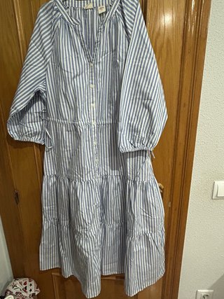 Vestido largo rayas azul y blanco