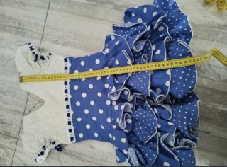 Traje Flamenca Niña Azul y Blanco