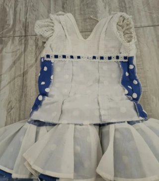 Traje Flamenca Niña Azul y Blanco