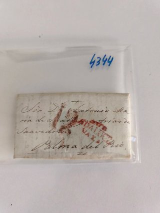Carta manuscrita 1842, marca Andalucía Baja rojo
