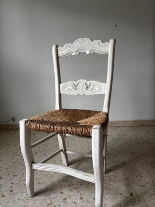 Silla rústica madera asiento enea