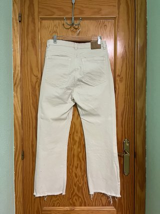 Pantalón Bershka High Rise Flare Beige Talla L