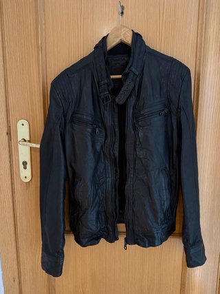 Cazadora Biker Cuero Negra
