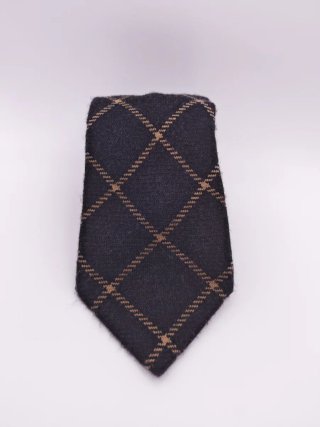 Corbata Canali Lana Vintage Cuadros Marrón Gris