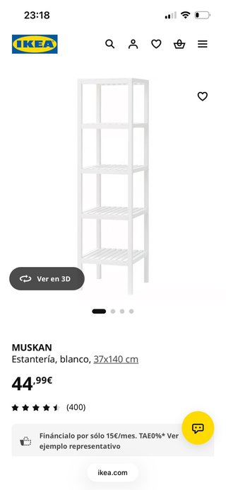 Estantería IKEA MUSKAN blanca, con su embalaje
