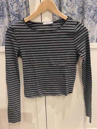 Top Rayas Gris y Negro