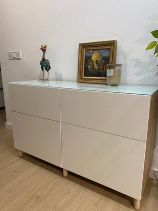Cómoda Aparador Blanco 1,20m Cristal