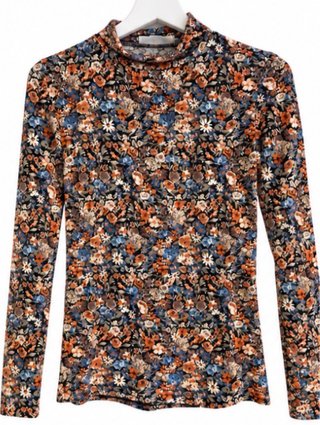 Top Floral MNG Cuello Alto