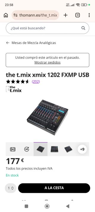 the t.mix xmix 1202 FXMP USB Mesa Mezcla