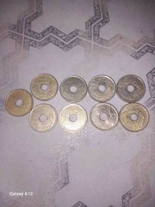 Lote de Monedas Antiguas de 25 pesetas escutcho of