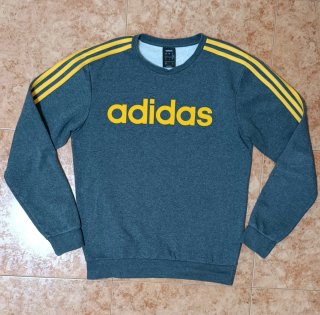 Sudadera Adidas Gris Jaspeado y Amarillo Talla S