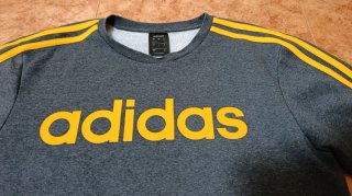 Sudadera Adidas Gris Jaspeado y Amarillo Talla S