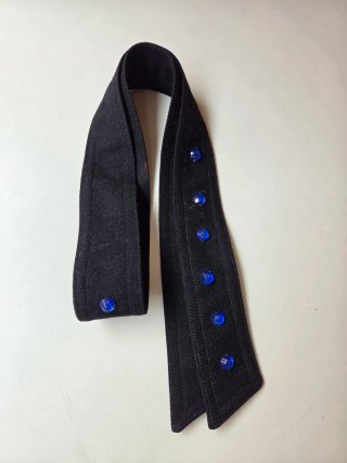Cinturón de Lana Negro con Abalorios Azules