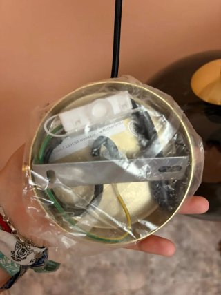 Lámpara colgante cristal ahumado y dorado