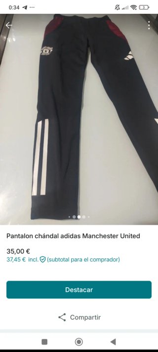 Pantalón chándal Adidas Manchester United