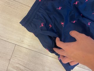 Bañador Azul con Estampado de Flamencos