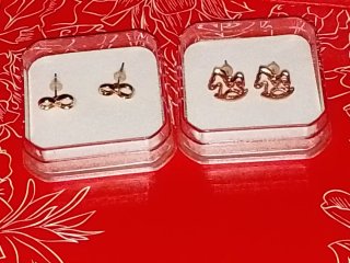 2 Pares de Pendientes dorados de Acero Inoxidable