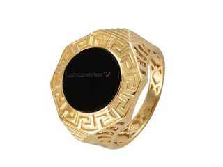 sello oro 18k con piedra con onix