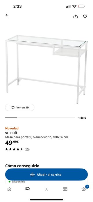 Mesa para portátil Ikea Vittsjö