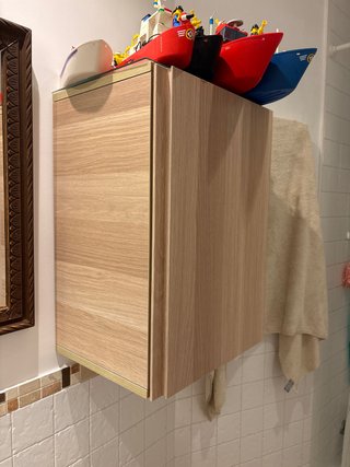Armario baño madera y cristal