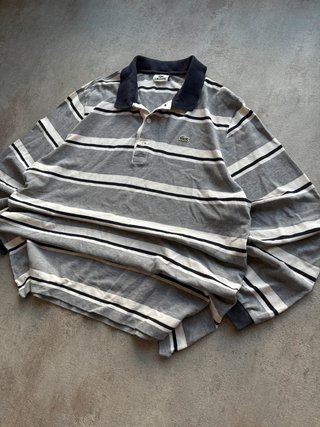 Polo Lacoste Gris y Negro  manga larga- Talla...