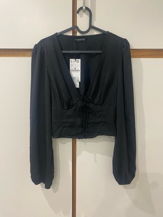 Camisa Negra Ajustada Zara Talla M