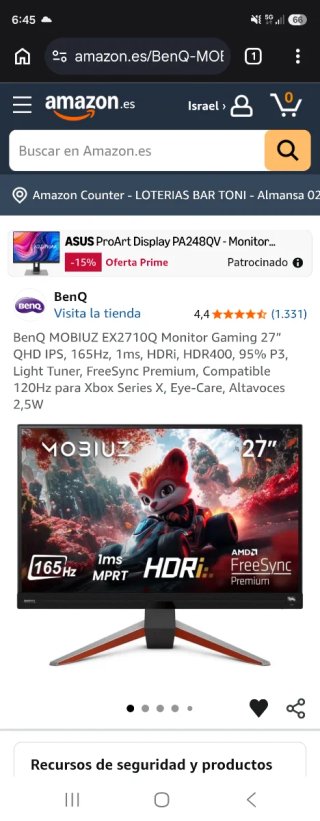 BenQ MOBIUZ EX2710Q Monitor Gaming 27”QHDIPS,165hz