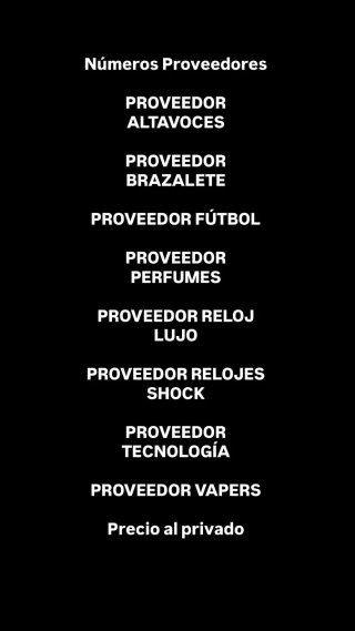 Proveedores números contactos