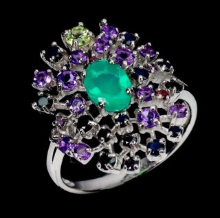 Anello in argento sterling 925 con pietre