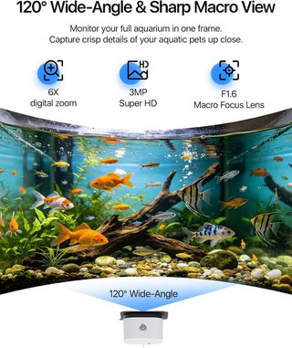 AKINGUAR Camara Terrario Acuario 3MP IR WiFi Dual