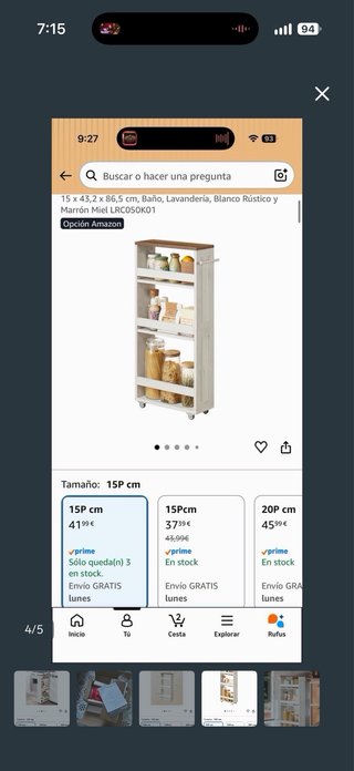 Mueble estrecho VASAGLE 15P cm