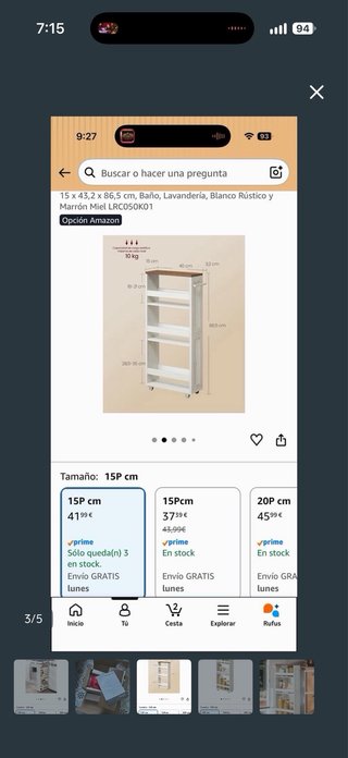 Mueble estrecho VASAGLE 15P cm