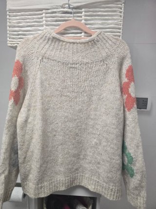Jersey flores margaritas beige