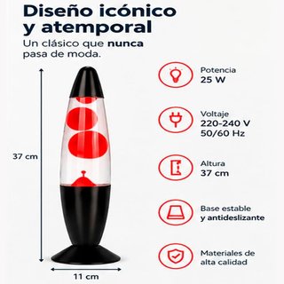 Lámpara de lava roja 34cm NUEVA