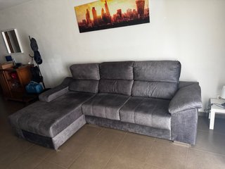 Sofá chaise longue 4 plazas gris