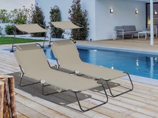 Set de 2 Tumbonas Plegables con Toldo