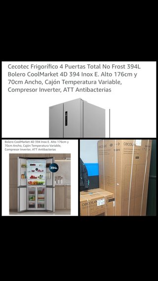Frigorífico Cecotec Bolero 4D 394L Inox