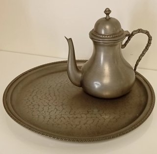 JUEGO DE CAFE ANTIGUO DE PELTRE O (ESTAÑO FINO)