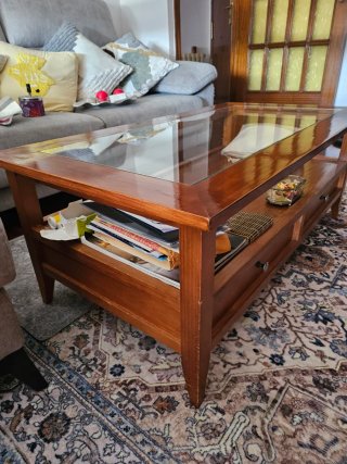 Mesa de centro madera y cristal