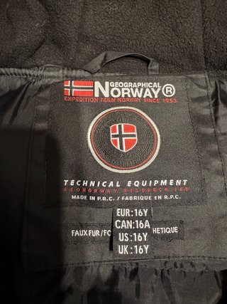 Anorak Geographical Norway Negro Talla 16Y